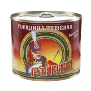 Canned meat / Gusarskaya / beef / 325 gr