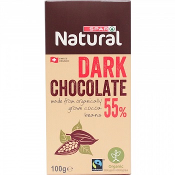 შოკოლადის ფილა 55%/SPAR/ ნატურალური,ორგანული/100 გრ